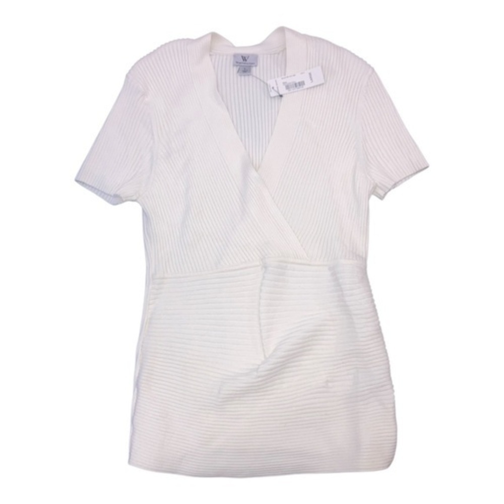 White Ribbed Knit silk top - Picture 1 of 6